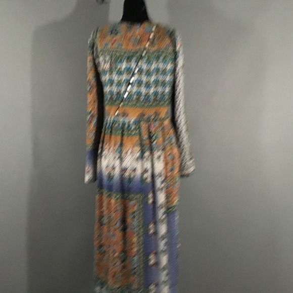Zara Trafaluc Dress Womens Medium Multicolor Patchwork Boho Long Sleeve Midi - Picture 6 of 13